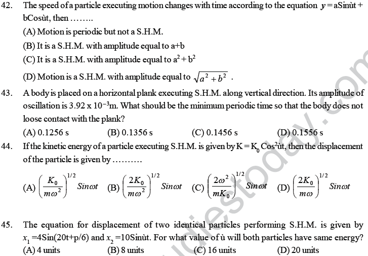 NEET UG Physics Oscillations and Waves MCQs, Multiple Choice Questions